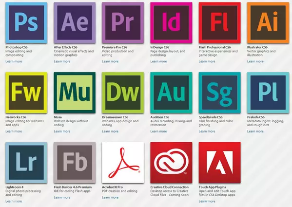 Capture d'écran de la Suite Adobe Creative