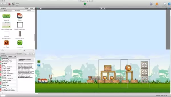 Impression écran du logiciel GameSalad
