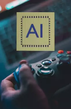 Manette de jeux vidéo avec logo IA