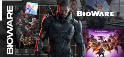 Logo de Bioware et image de jeux vidéo créés par l'éditeur