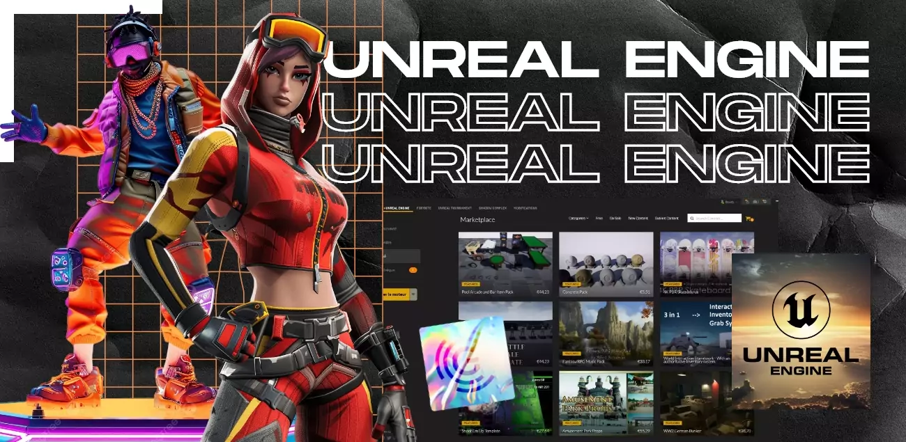 Logo Unreal Engine et des jeux vidéo développés avec le logiciel unreal