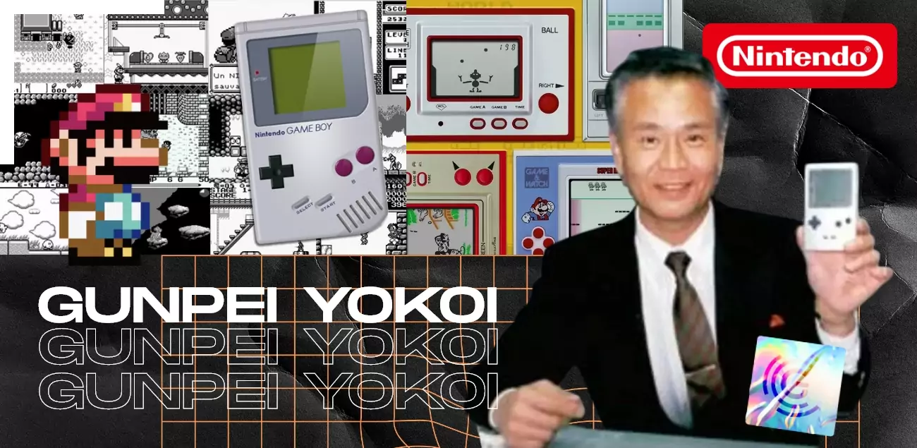 Photo de Gunpei Yokoi et de la game boy