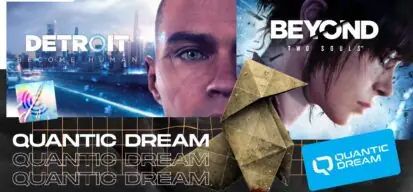 Logo de Quantic Dream et des principaux jeux réalisés par l'entreprise