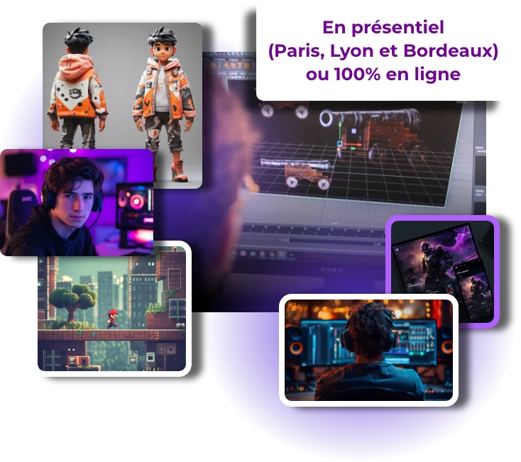 Création réalisées par les étudiants en prépa jeu vidéo art online ou en présentiel