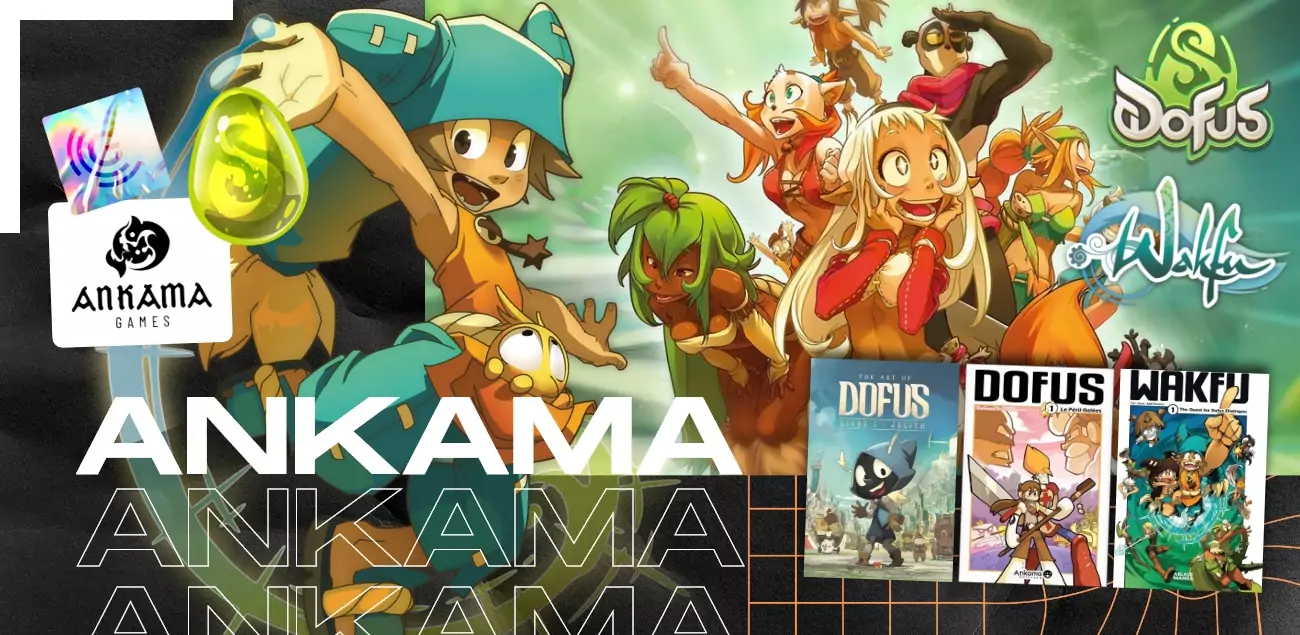 Logo de Ankama et visuels du jeu dofus