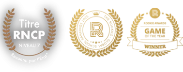 Badge titre RNCP et logos The Rookies