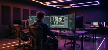 Étudiant en formation jeu vidéo travaillant sur un moteur temps réel, compétences transposables hors du jeu vidéo
